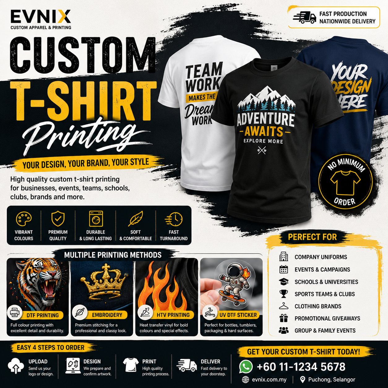 Custom T-Shirt Printing Malaysia | Personalised T-Shirt Printing for Business, Events & Brands