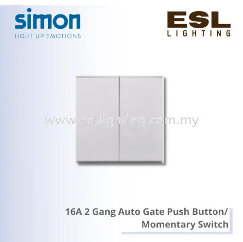 SIMON E6 SERIES 16A 2 Gang Auto Gate Push Button/Momentary Switch - 721021F