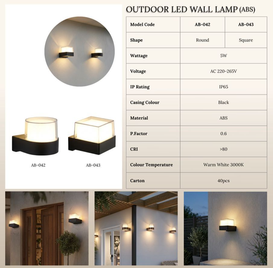 Outdoor ABS LED Wall Lamp (AB-043)