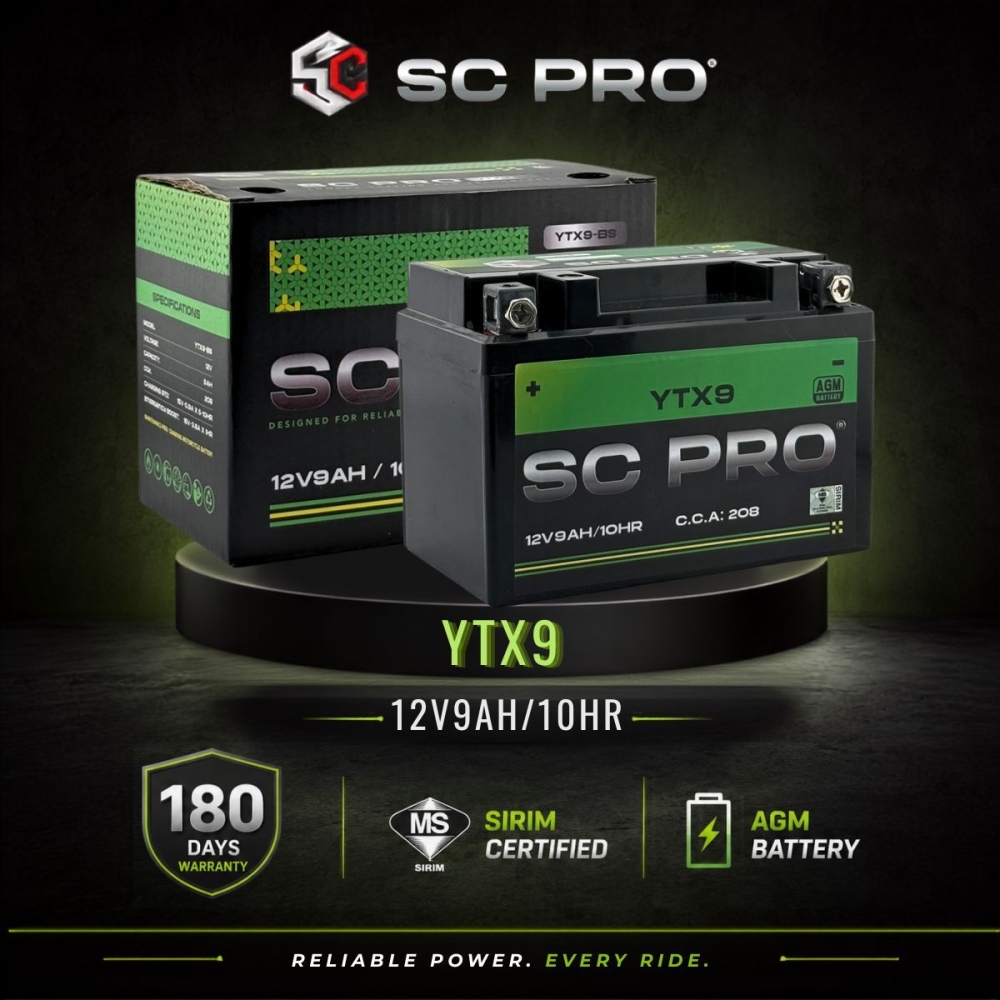 YTX9-BS SC PRO - Bateri SYM200/DUKE200,390/Z800,Z900, ZX6/KTM390/CBR150, 600/Benelli imperiale 400