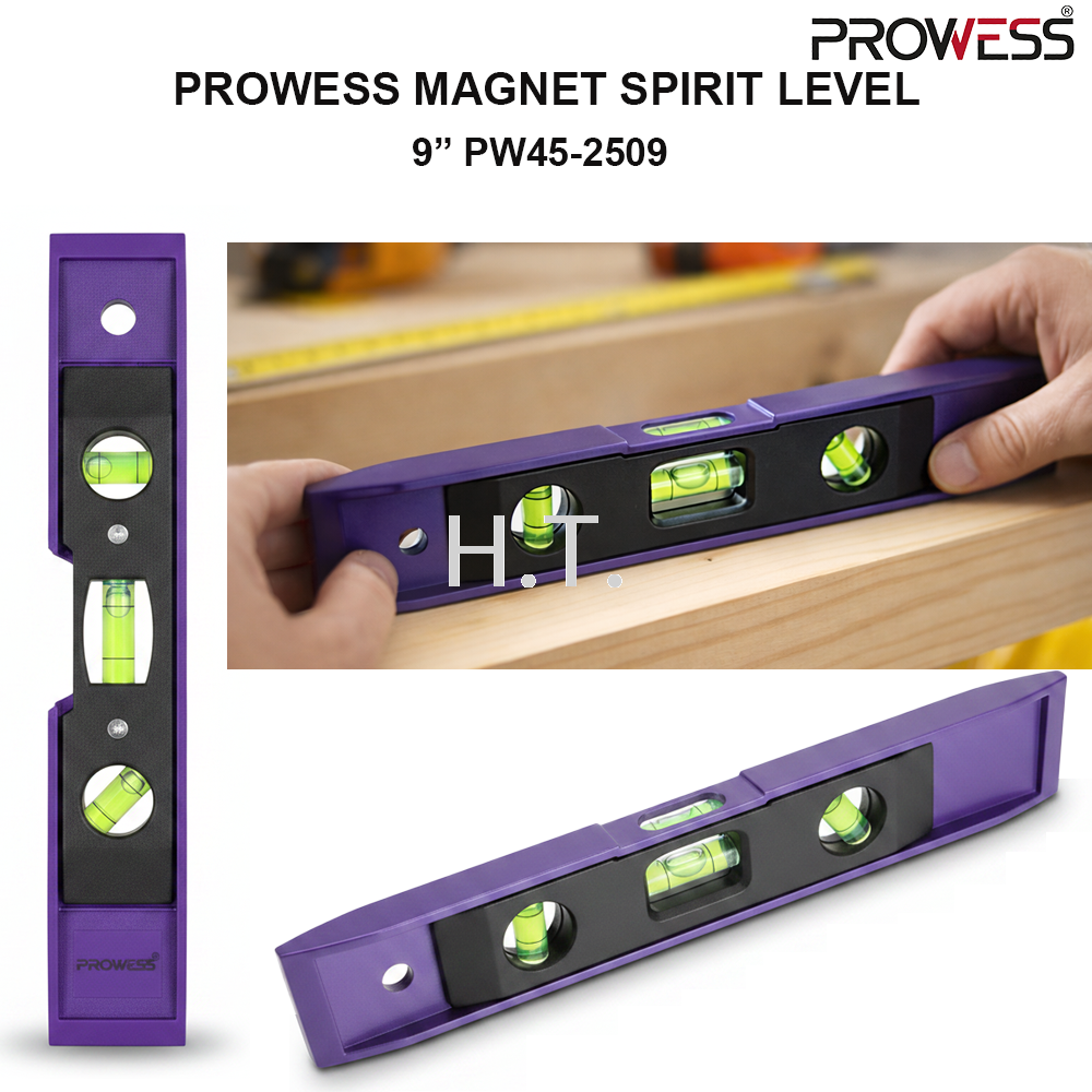 PROWESS MAGNET SPIRIT LEVEL) | MAGNETIC TORPEDO LEVEL | PRECISION LEVELING & ALIGNMENT TOOL 9" ( PW45-2509 )