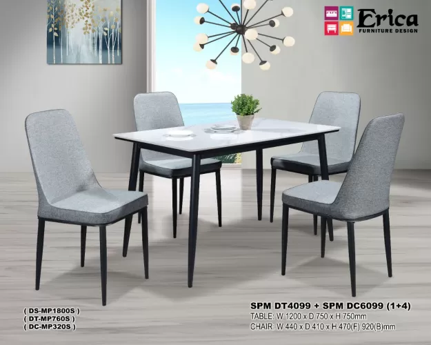 SPM CERAMIC DINING SET & FABRIC CHAIR - Erica Furniture Design Sdn Bhd