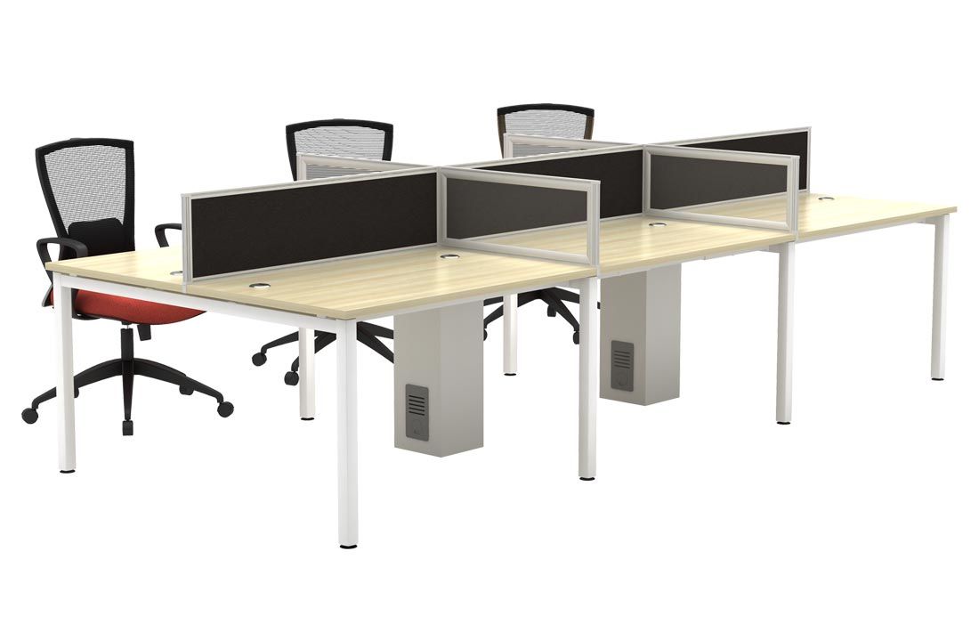 WORKSTATION CLUSTER OF 6 WITH METAL LEG