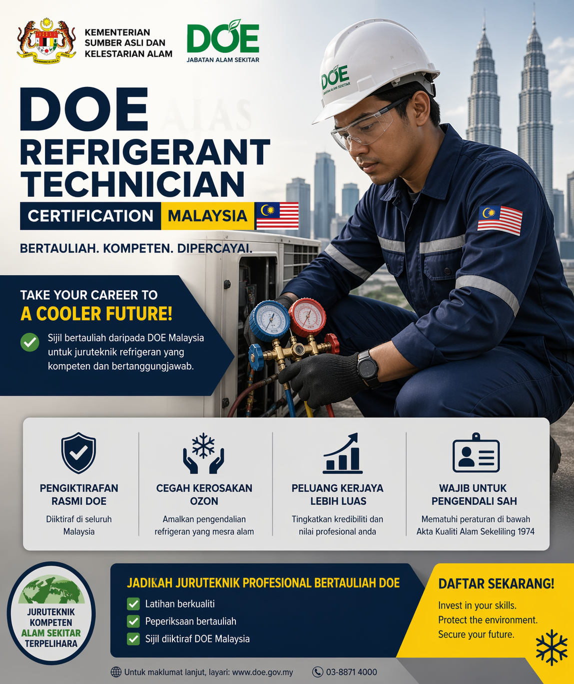 DOE refrigerant technician certification Malaysia