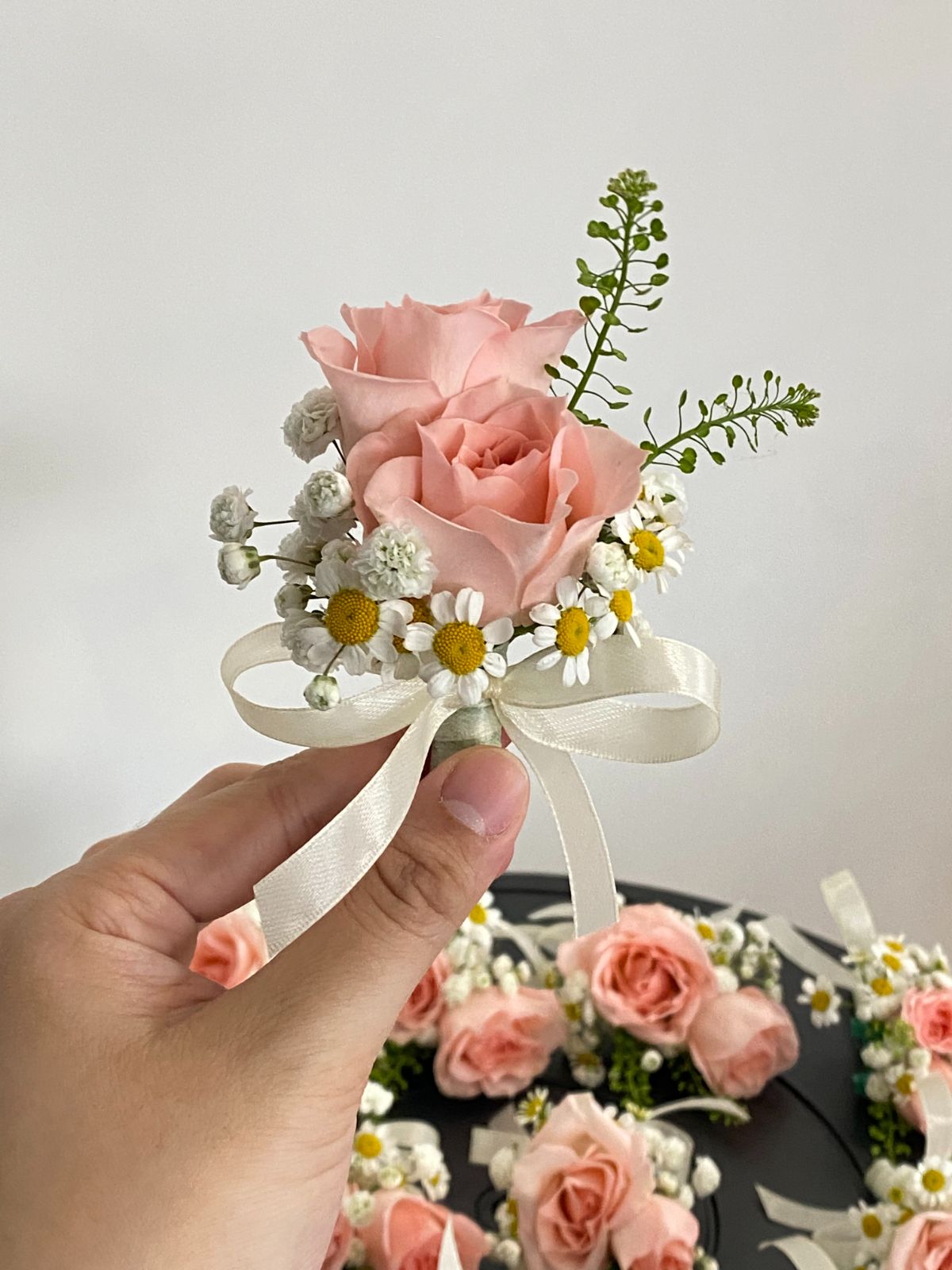 Fresh Spray Roses with Chamomile Corsage