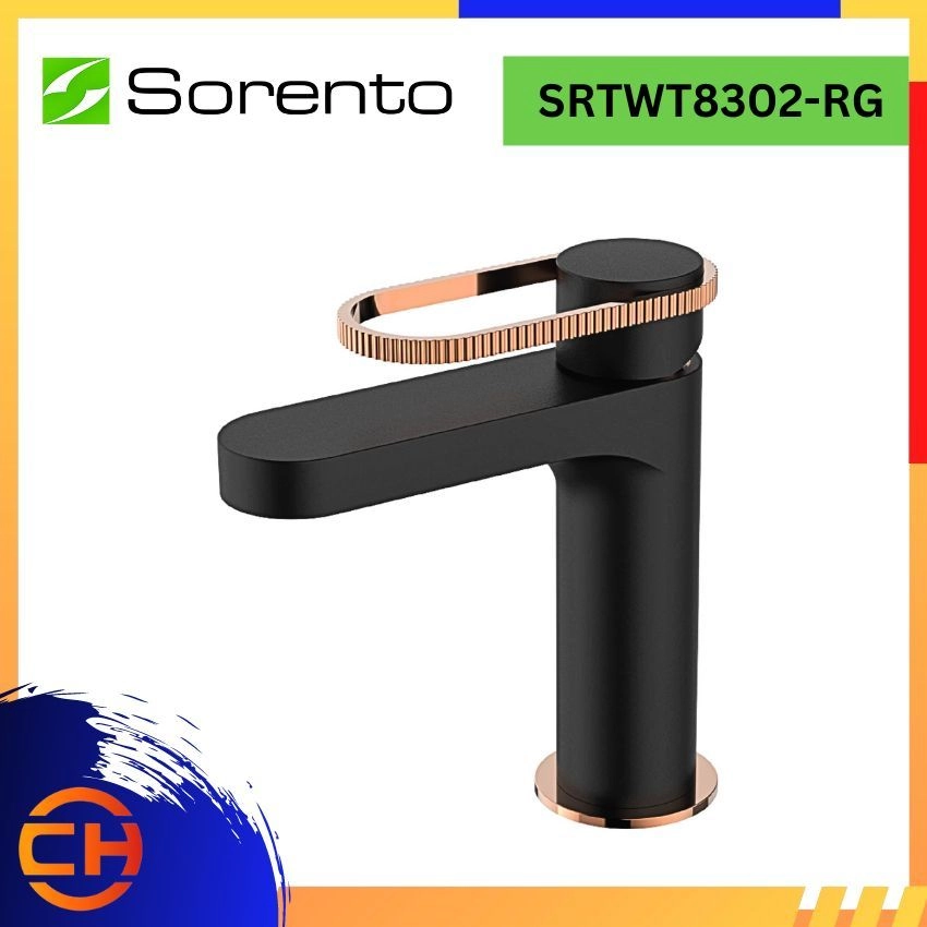 SORENTO 8300 SERIES BASIN MIXER TAP SRTWT8302-RG Basin Mixer Tap (  Rose Gold + Matt Black )