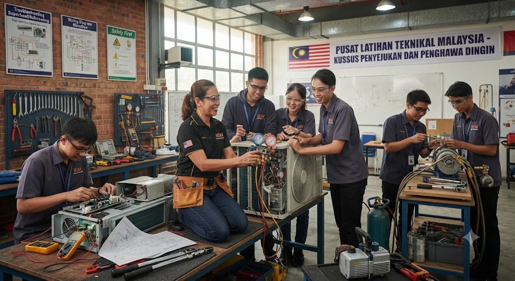 HVAC repair and maintenance workshop