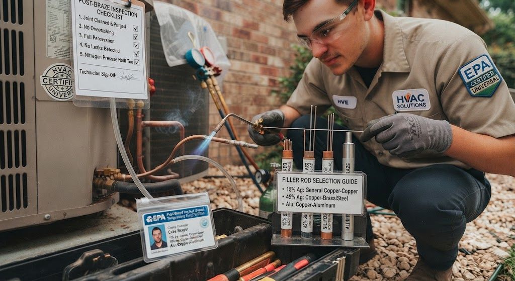 HVAC split system brazing filler rod selection