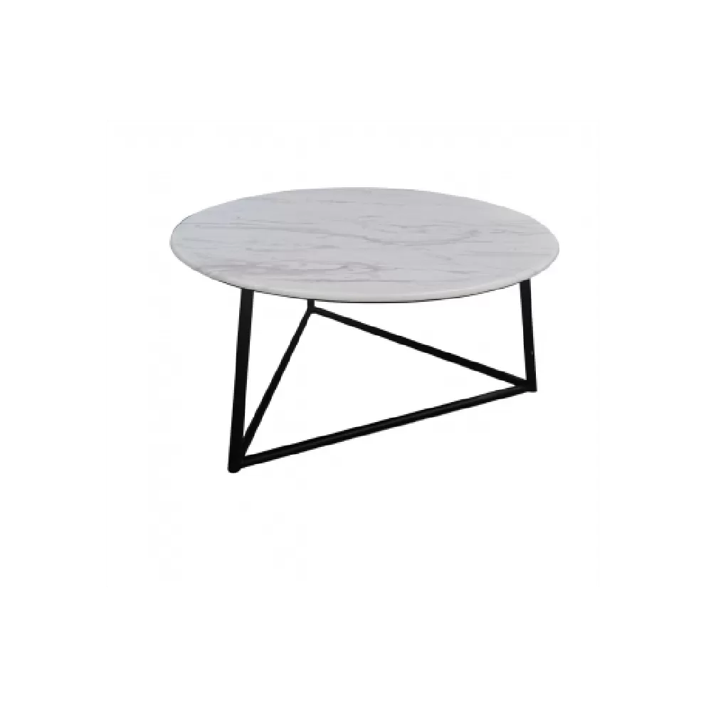 Moira Coffee Table (White Marble Grain) 80cm Dia