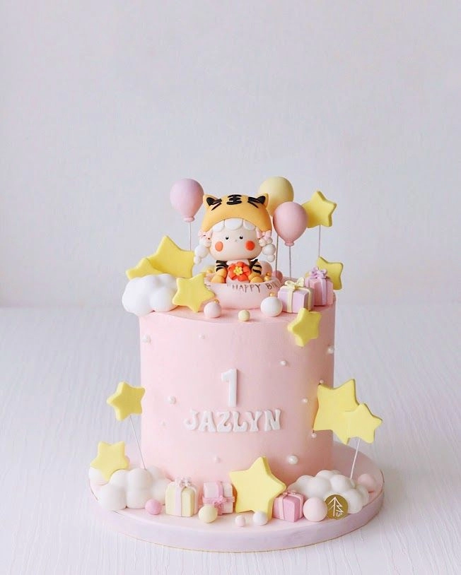 Baby Girl in Tiger Suit Cake
