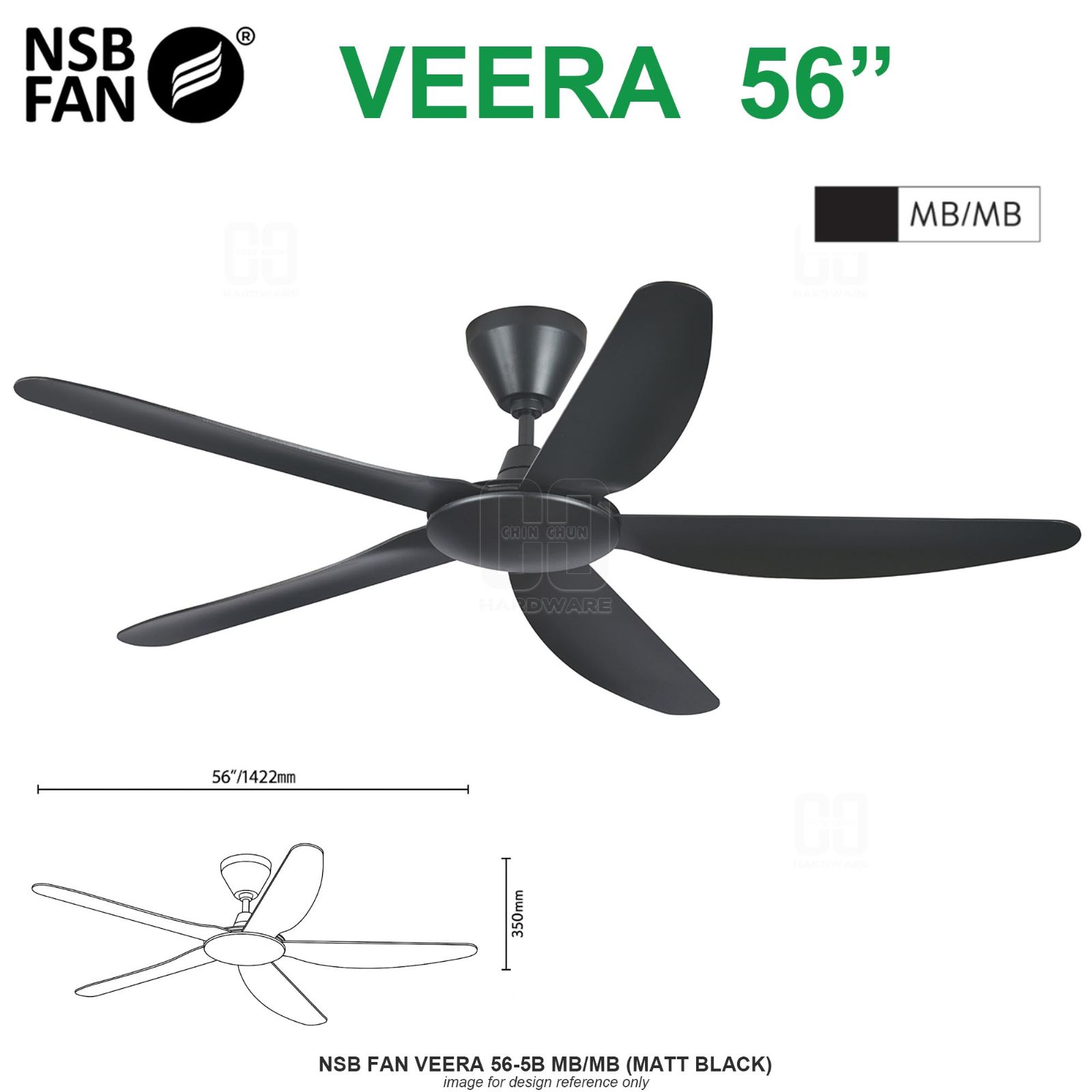 NSB FAN VEERA 56-5B MB/MB (MATT BLACK)