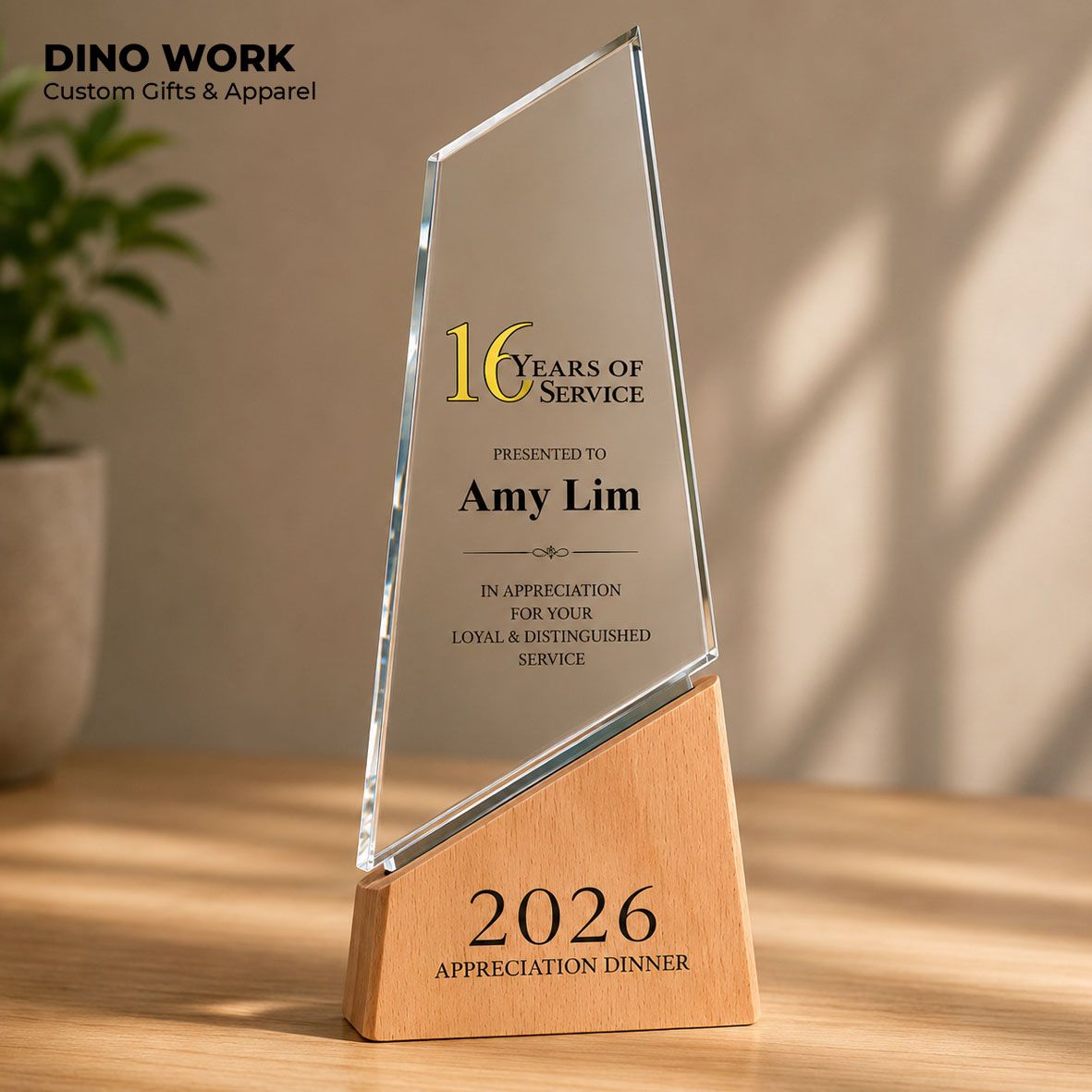 Wooden + Crystal Trophy Award 4212