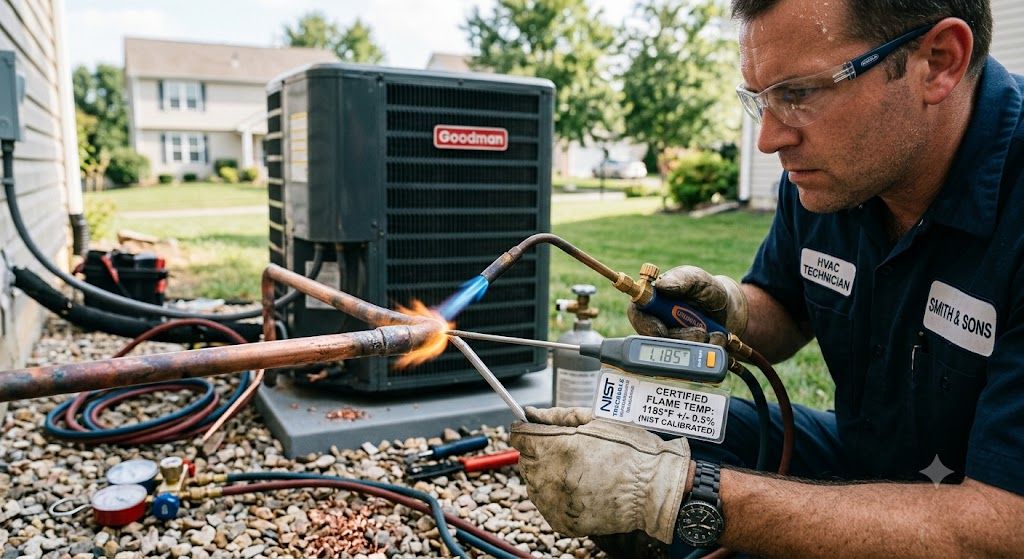 HVAC copper pipe brazing heat control safety