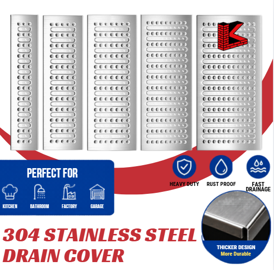 304 STAINLESS STEEL TRENCH DRAIN COVER HEAVY DUTY FLOOR DRAIN GRATE KITCHEN SEWER DRAINAGE DITCH COVER RESTAURANT SINK DRAIN CHANNEL MANHOLE COVER RUSTPROOF