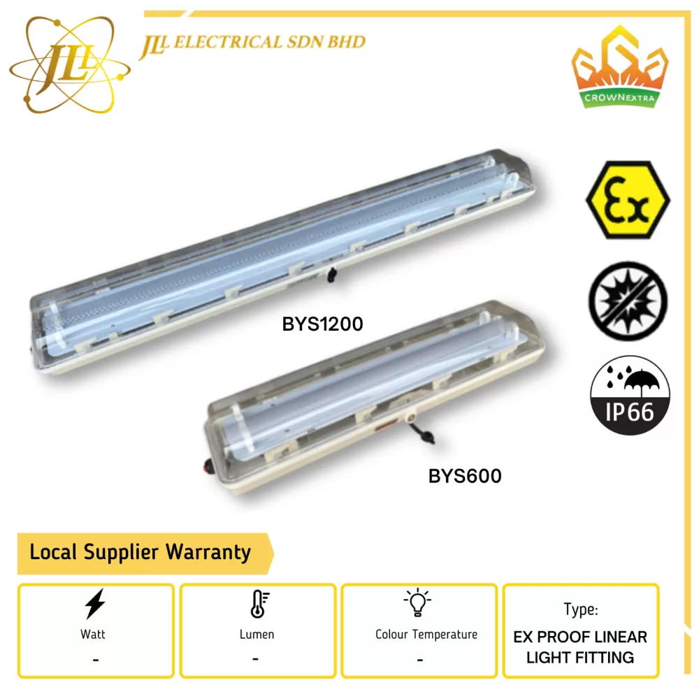 CROWN EX BYS SERIES 220VAC IP66 EXPLOSION PROOF LINEAR LIGHT FITTING ONLY [BYS-600/BYS-1200]