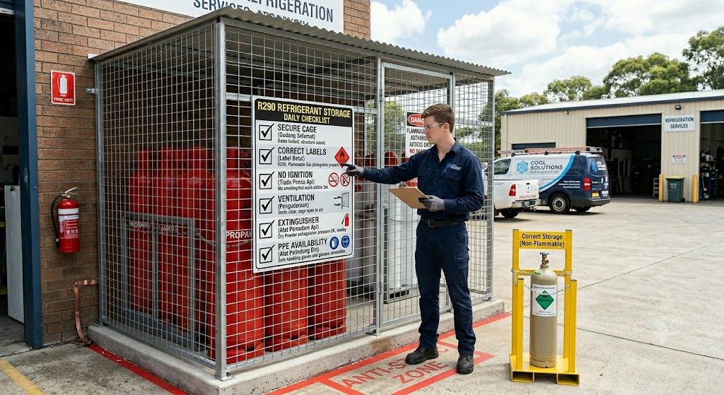 R290 refrigerant storage checklist