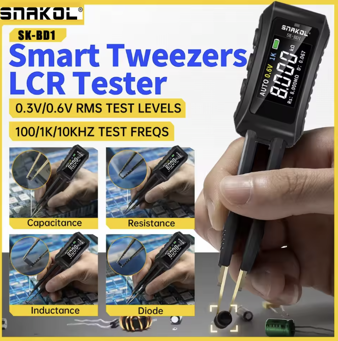 Snakol Digital Tweezers Smart SMD Tester LCR ESR Professional LED Diode Electronic Component Test Multimeter Electric Multimeter
