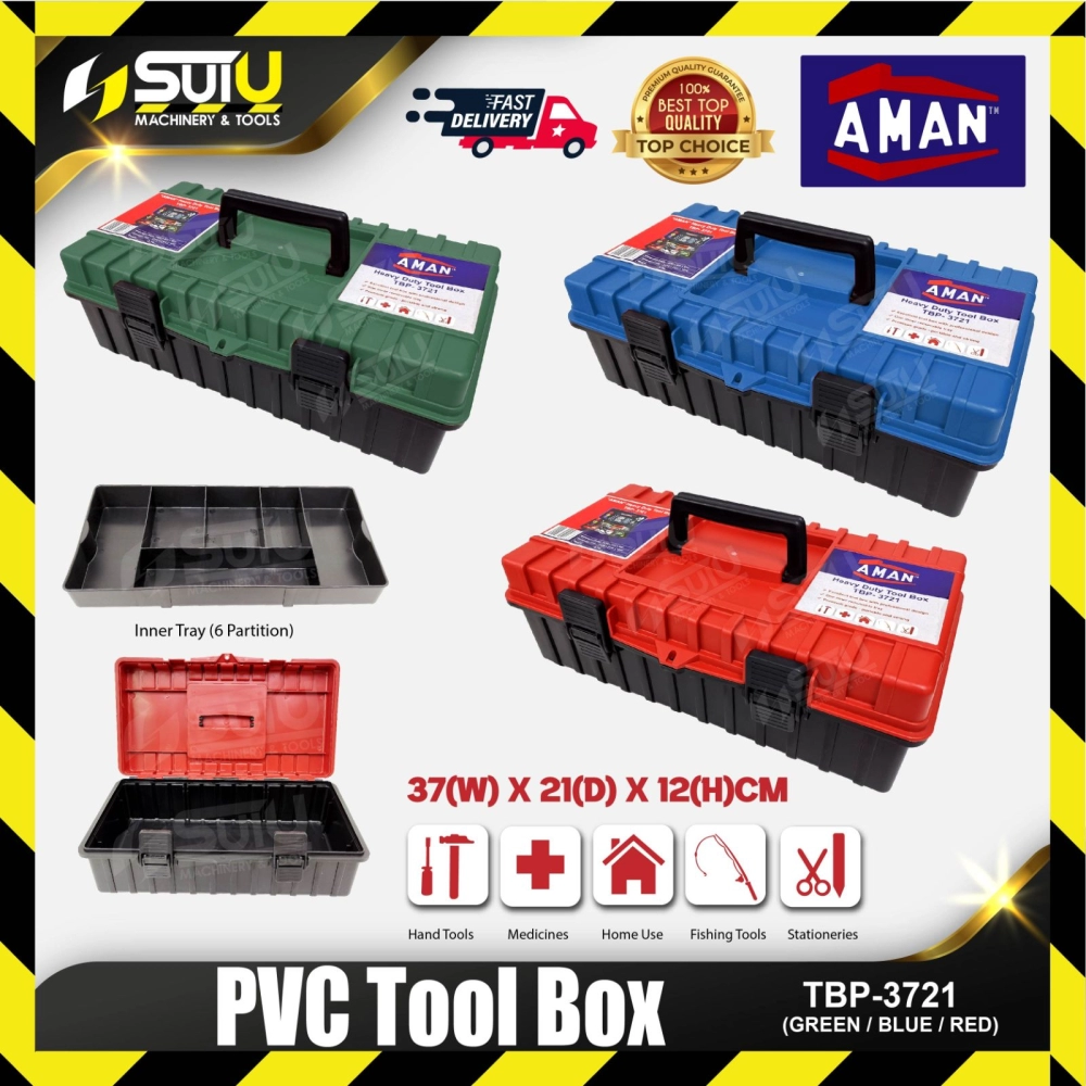 AMAN TBP-3721 Portable Heavy Duty PVC Tool Box