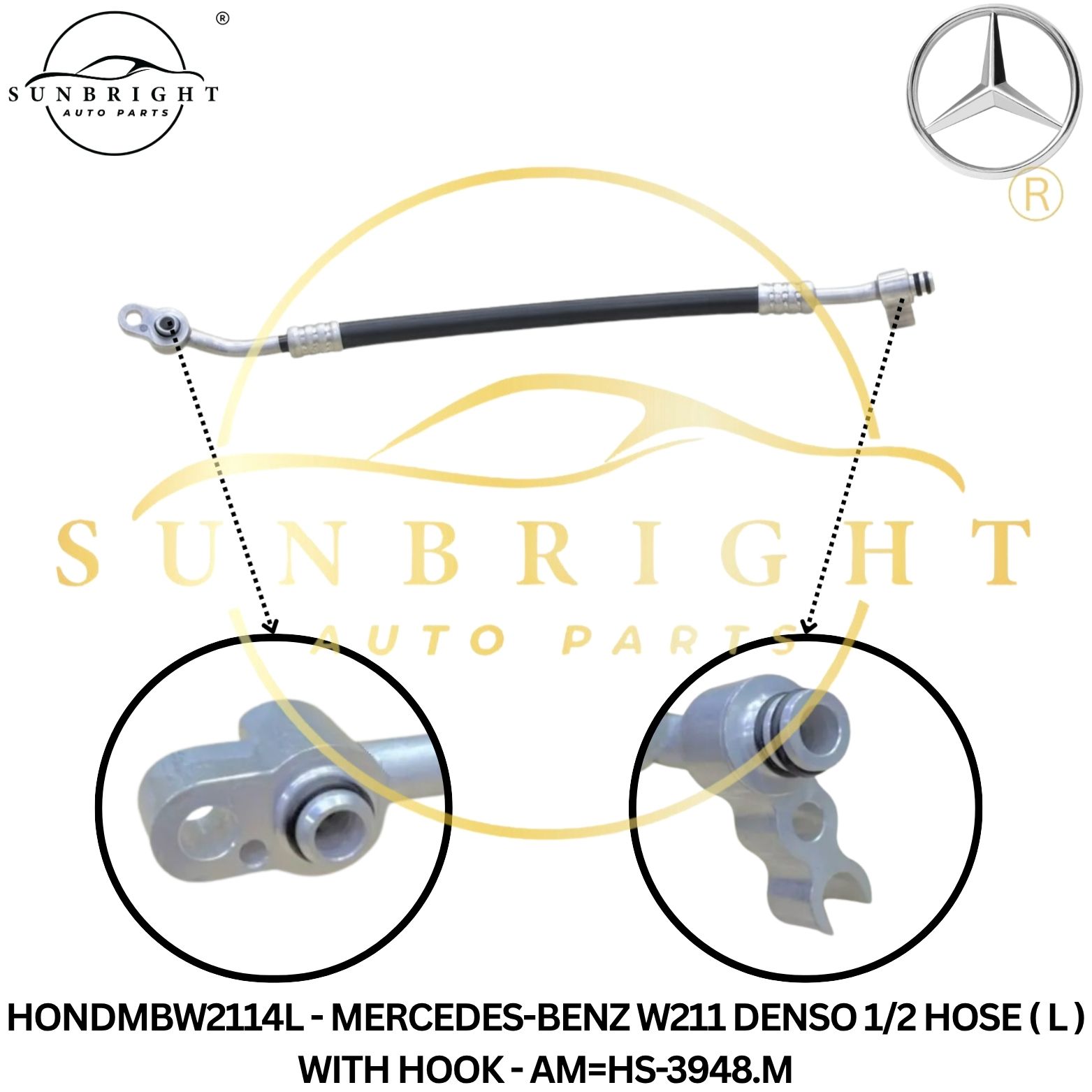 HONDMBW2114L - MERCEDES-BENZ W211 DENSO 1/2 HOSE ( L ) WITH HOOK - AM=HS-3948.M