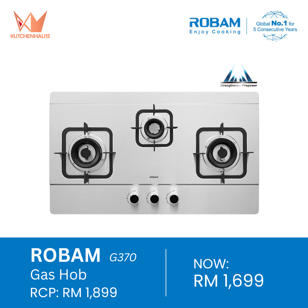 ROBAM - 86cm Built-in 3 Burners Gas Hob (Stainless Steel) | G370