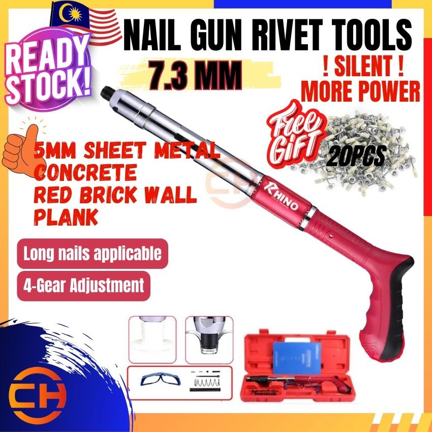 Manual Steel Nails Gun (Free 20 Nails) Concrete Rivet Tool Steel Rivet Gun 7.3MM Lebih Kuat