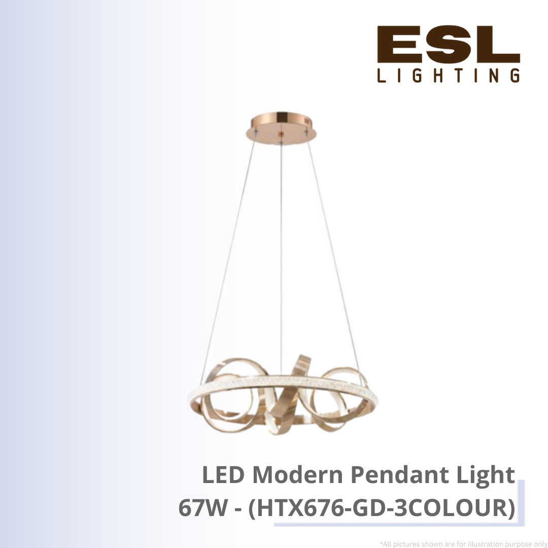 Lighting LED Modern Pendant Light 67W - HTX676-GD-3COLOUR