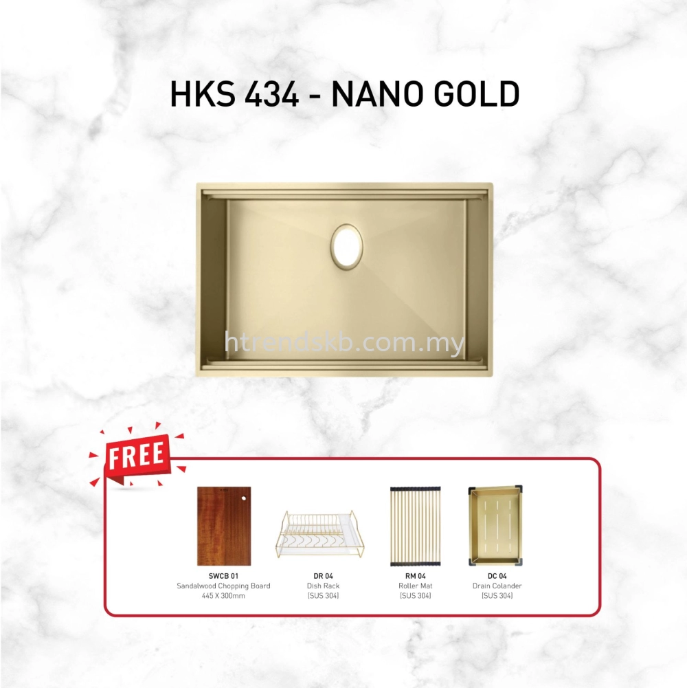 HUN Workstation Kitchen Sink with Nanotech (Nano Gold) HKS434