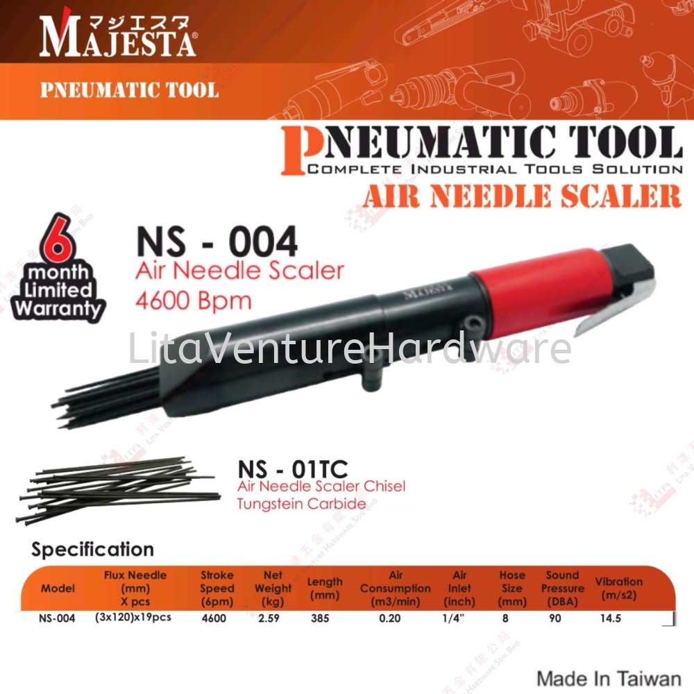 MAJESTA BRAND AIR NEEDLE SCALER - NS004 NS01TC