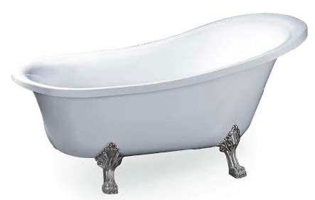 IT-VK-A116 Free Standing Acrylic Bathtub – 1600 x 780 x 750mm White Bathtub with Elegant Silver Foot Design
