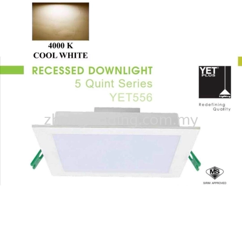 YET 18w 556 LED Downlight Square Type 4000K -Cool White -Sirim