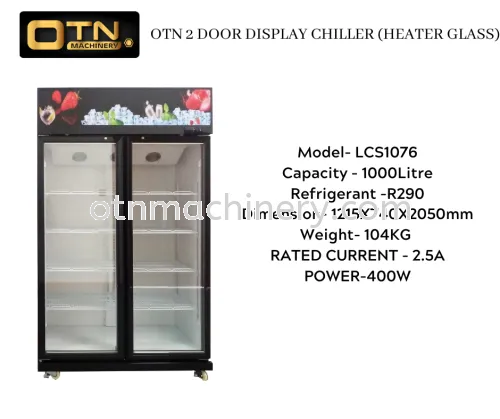 OTN 2 DOOR DISPLAY CHILLER LCS1076 (HEATER GLASS)