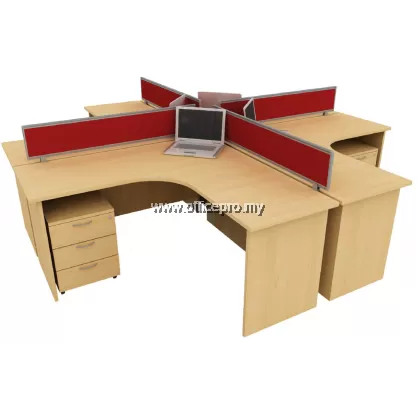 Workstation Cluster Office Of 4 Seater | Office Workstation | Office Panel | Office Divider | EX Series Set (+ DESIGN) | Office Partition Bukit Tinggi IPWT4-EXL16/18-12/15