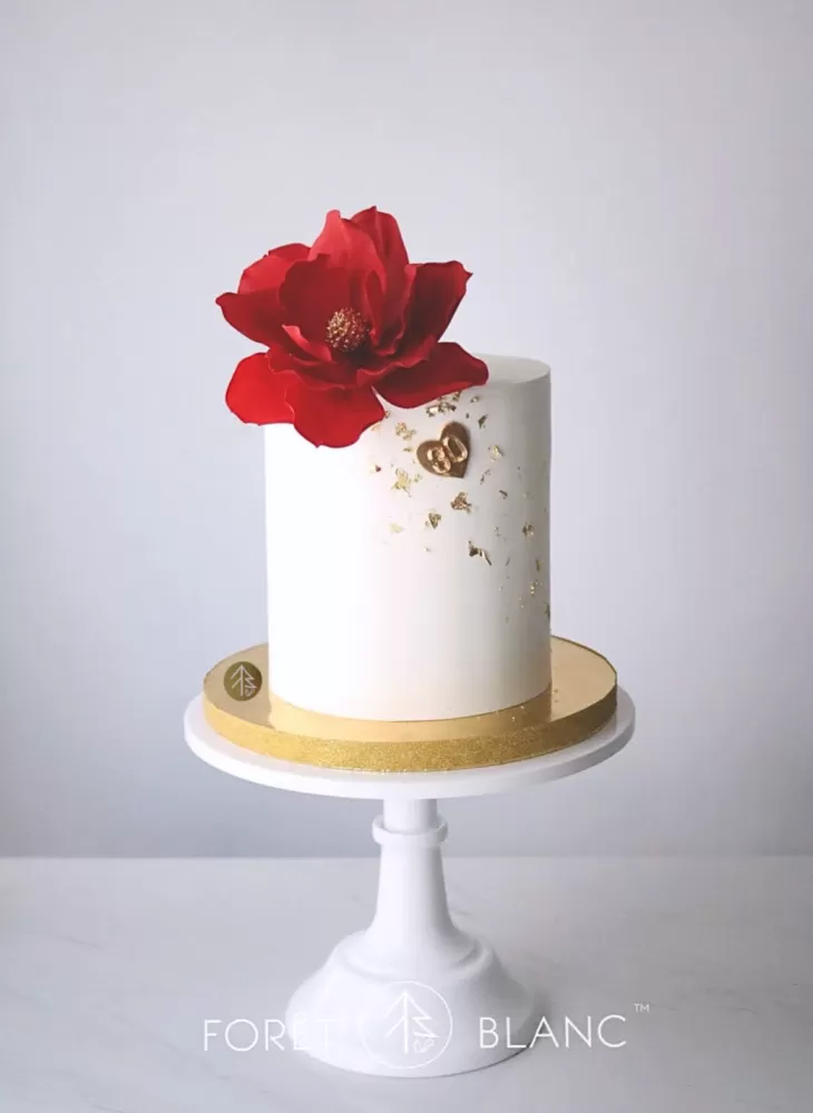 Red Magnolia Flower Cake