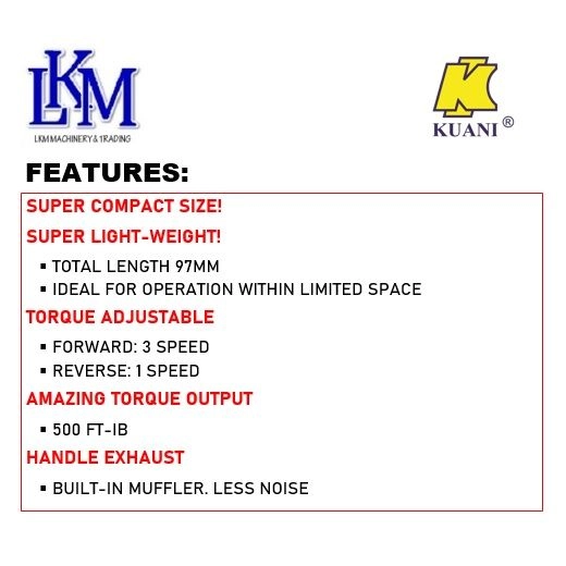 KUANI KI-1479K 1/2" SQ. DR. SUPER DUTY AIR IMPACT WRENCH SET