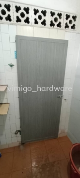 Pvc Swing Door Standard Size 27" x 72" & 30" x 72" Customise Available Toilet Door (Grey)