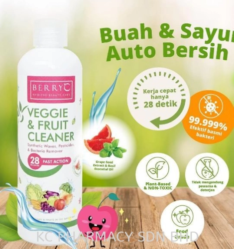 Berry C Veggie & Fruit Cleaner 500ml [ Berry C Veggie & Fruit Cleaner Synthetic Waxes, Pesticides & Bacteria Remover ] (EXP:10/2024)