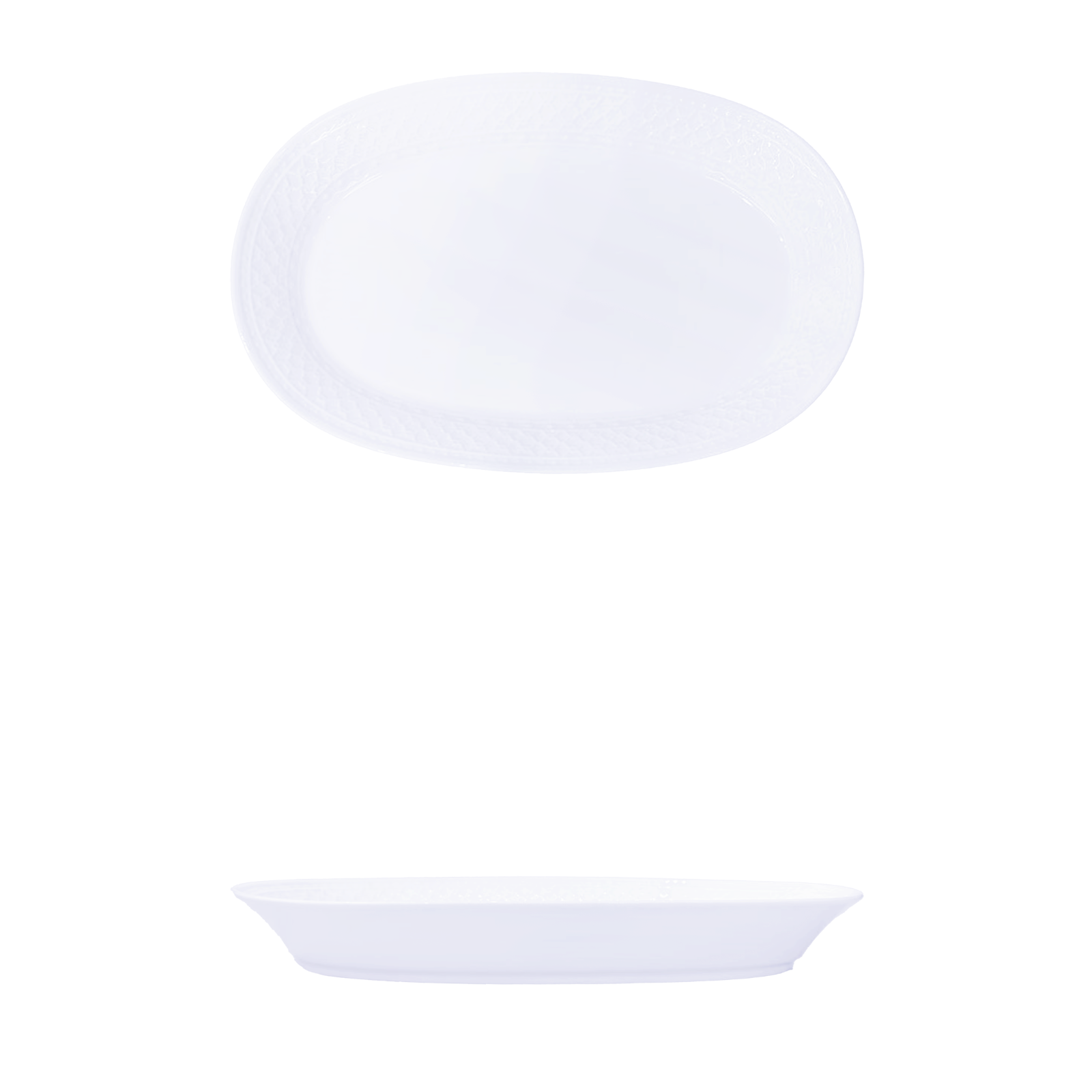 YGB-12'' -embossed-fish-plate-月光白12-浮雕棱纹鱼盘
