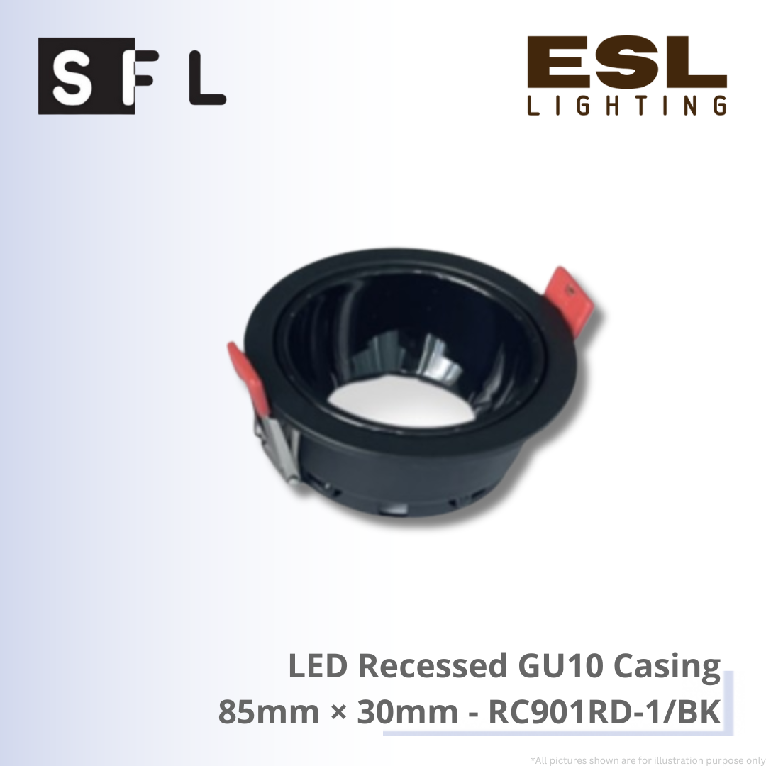 SFL LED Recessed GU10 Casing 85mm × 30mm - RC901RD-1/BK