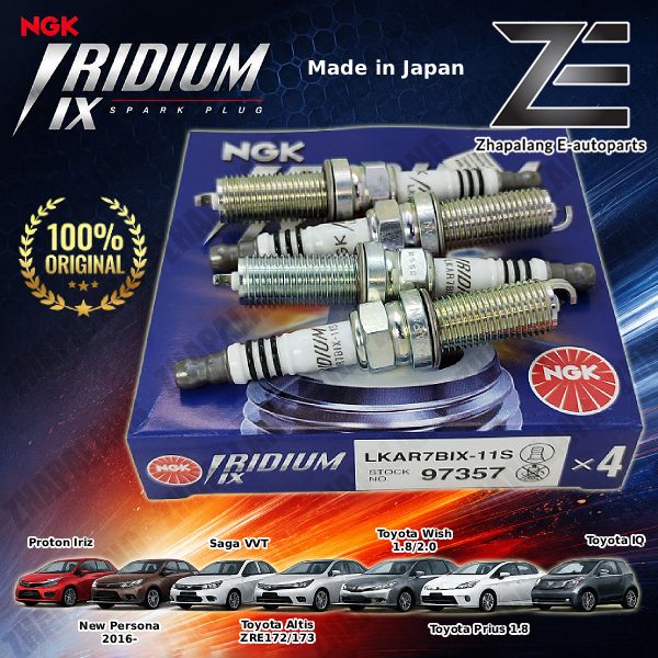 NGK Iridium IX Spark Plugs LKAR7BIX-11S 4pcs Set | Proton Iriz Persona Saga VVT Toyota Altis Wish