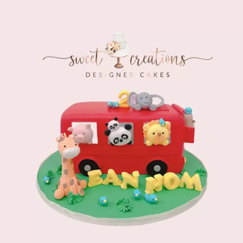 10in x 5in | Wheel on the bus | Baby Bus Theme | 3D Cake