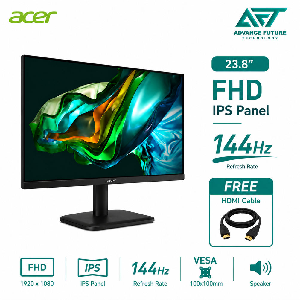 Acer EK241Y P6 23.8'' FHD IPS 144Hz Flat Monitor ( Speaker, HDMI, VGA, 3 Years Warranty )