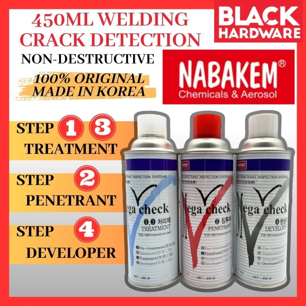 Black Hardware NABAKEM Mega Check Detactor Dye Penetrant Spray Ntd Welding Set Gun Tools Welding Rod Cable Accessories