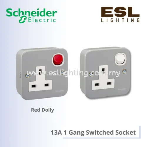 SCHNEIDER ESM Metal Clad 13A 1 Gang Switched Socket - ESM15_G11 / ESM15_RD_WE_G11