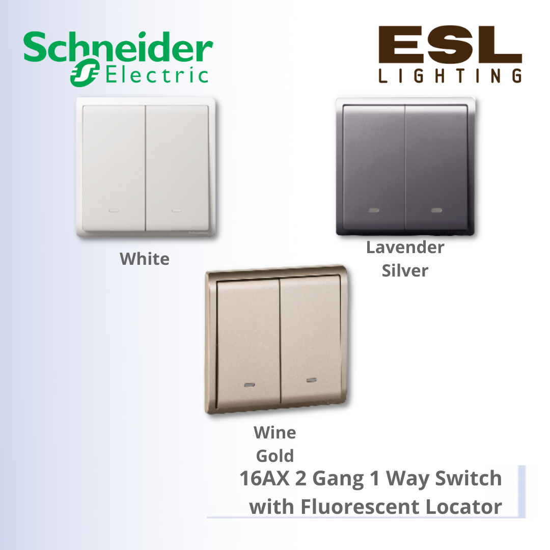 [DISCONTINUE] SCHNEIDER Pieno 16AX 2 Gang 1 Way Switch with Fluorescent Locator - E8232L1F_WE_G11 E8232L1F_LS_G11 E8232L1F_WG_G11