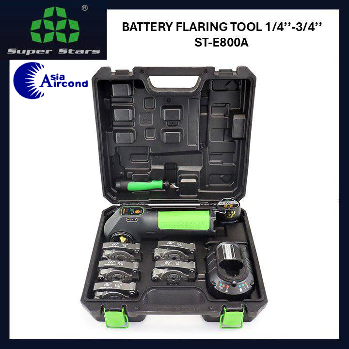 SUPER STARS BATTERY FLARING TOOL 1/4" TO 3/4" ST-E800A RECHARGEABLE ELECTRIC ECCENTRIC CONE FLARE KIT AIRCOND TOOL [ORIGINAL]