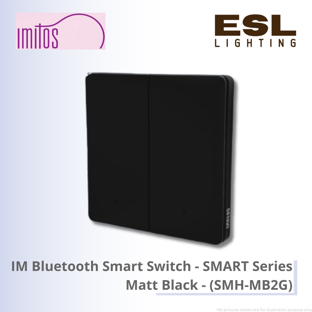 IMITOS IM Bluetooth Smart Switch (Neutral Wire Required) SMART Series Matt Black - SMH-MB2G