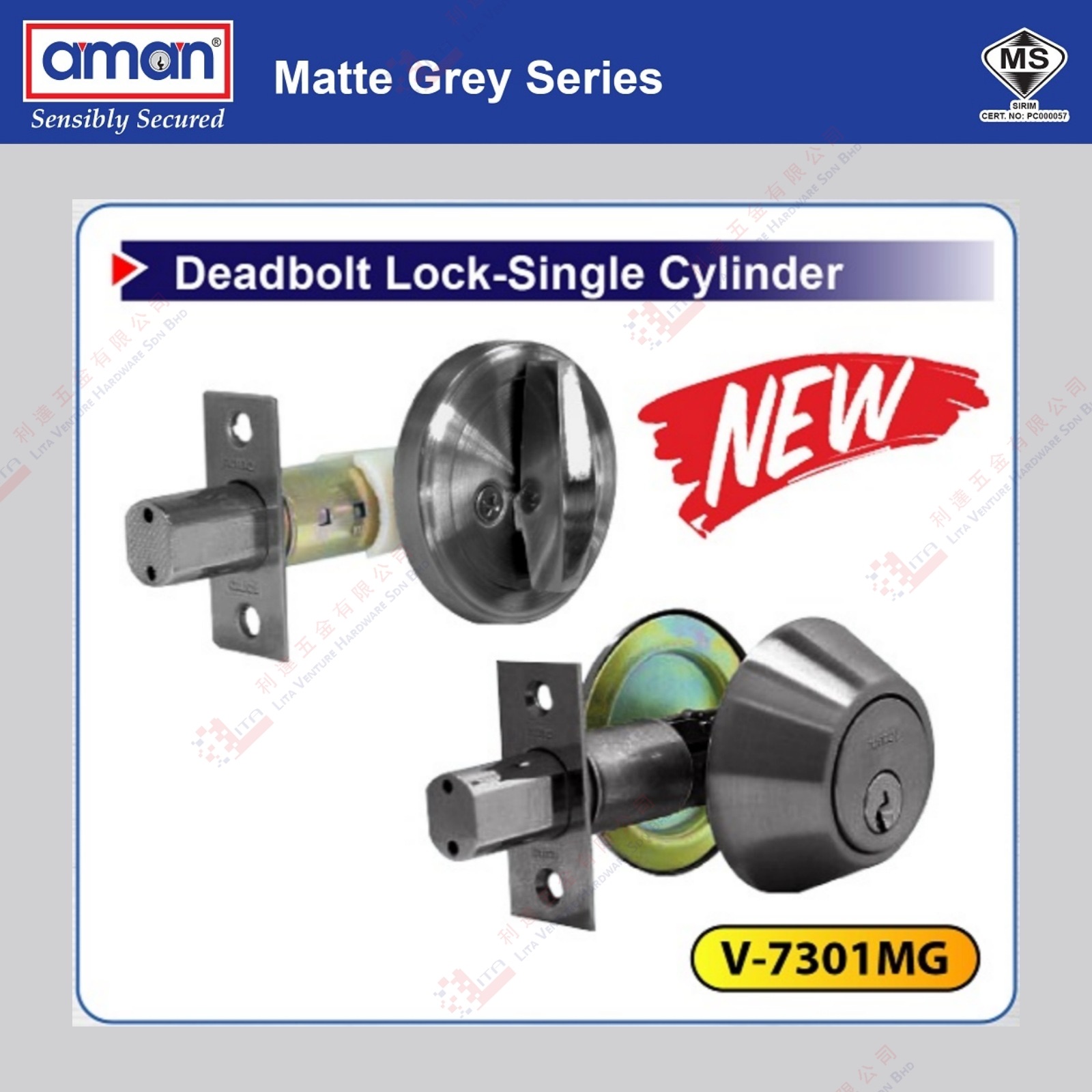 AMAN BRAND DEADBOLT LOCK SINGLE CYLINDER - V7301MG (2)