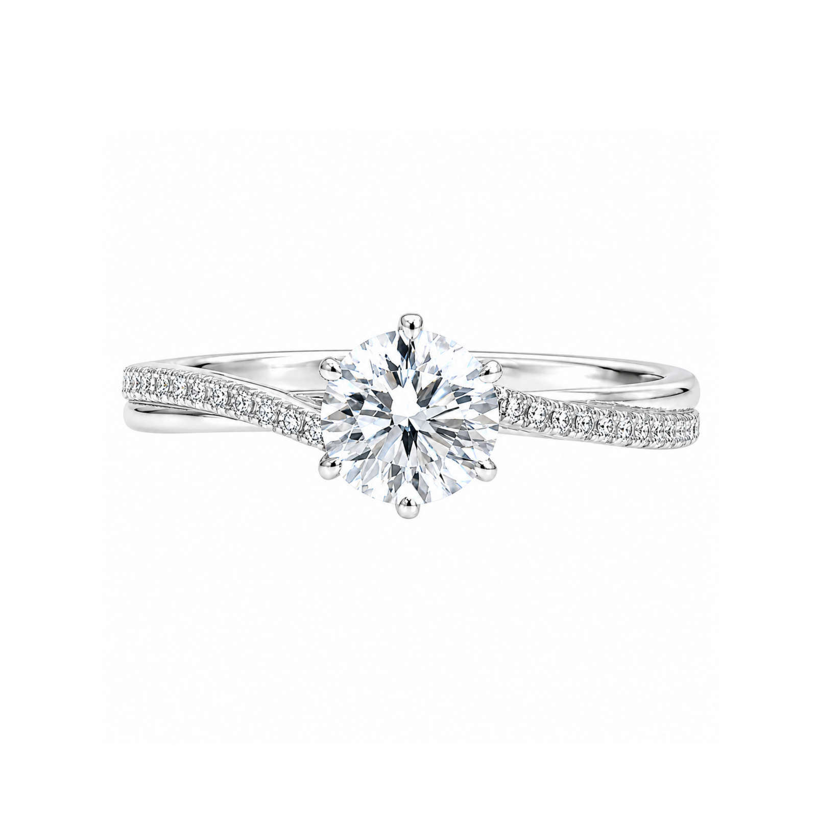 Roman & Co庐 Virestra Asymmetric Pav茅 Solitaire Ring