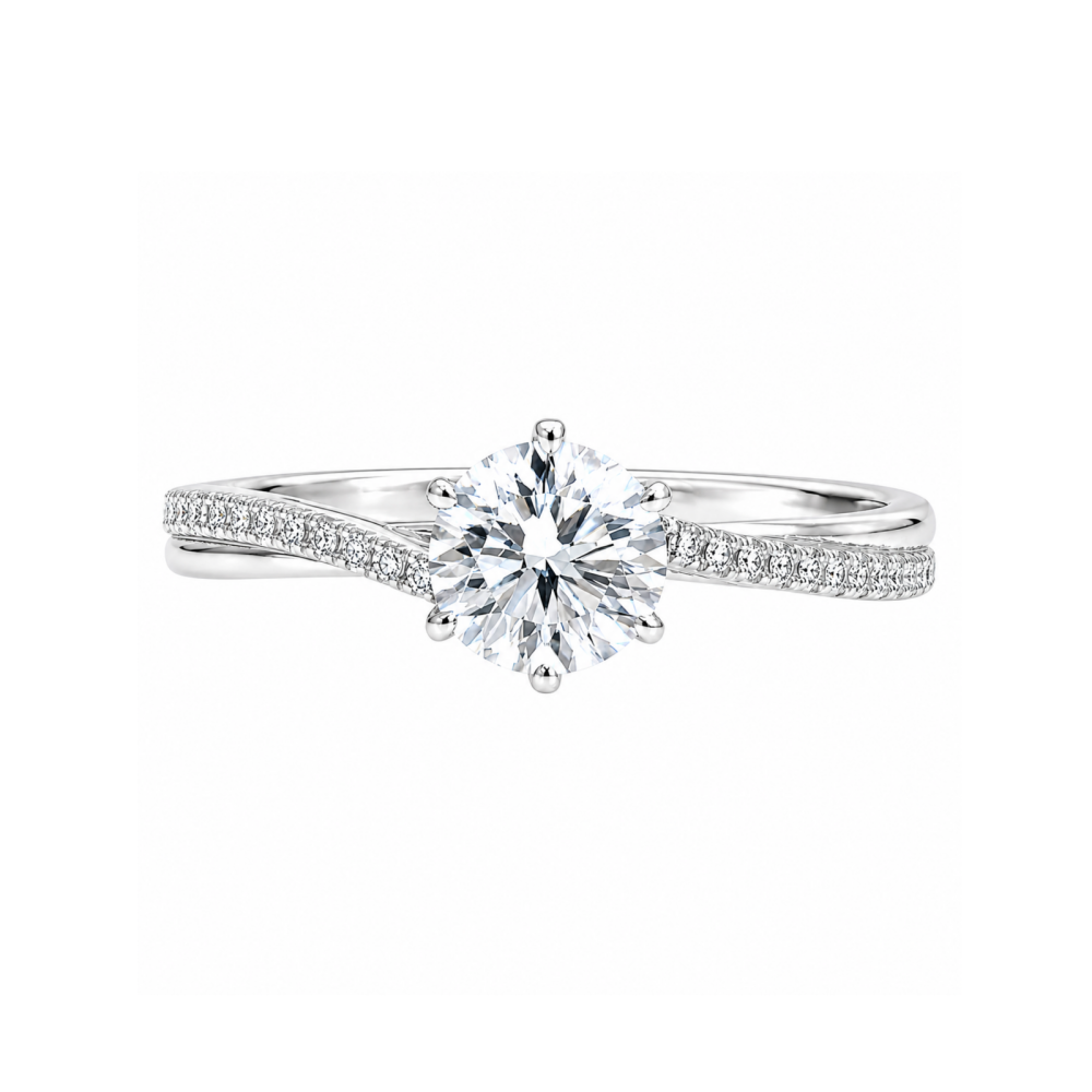 Roman & Co庐 Virestra Asymmetric Pav茅 Solitaire Ring