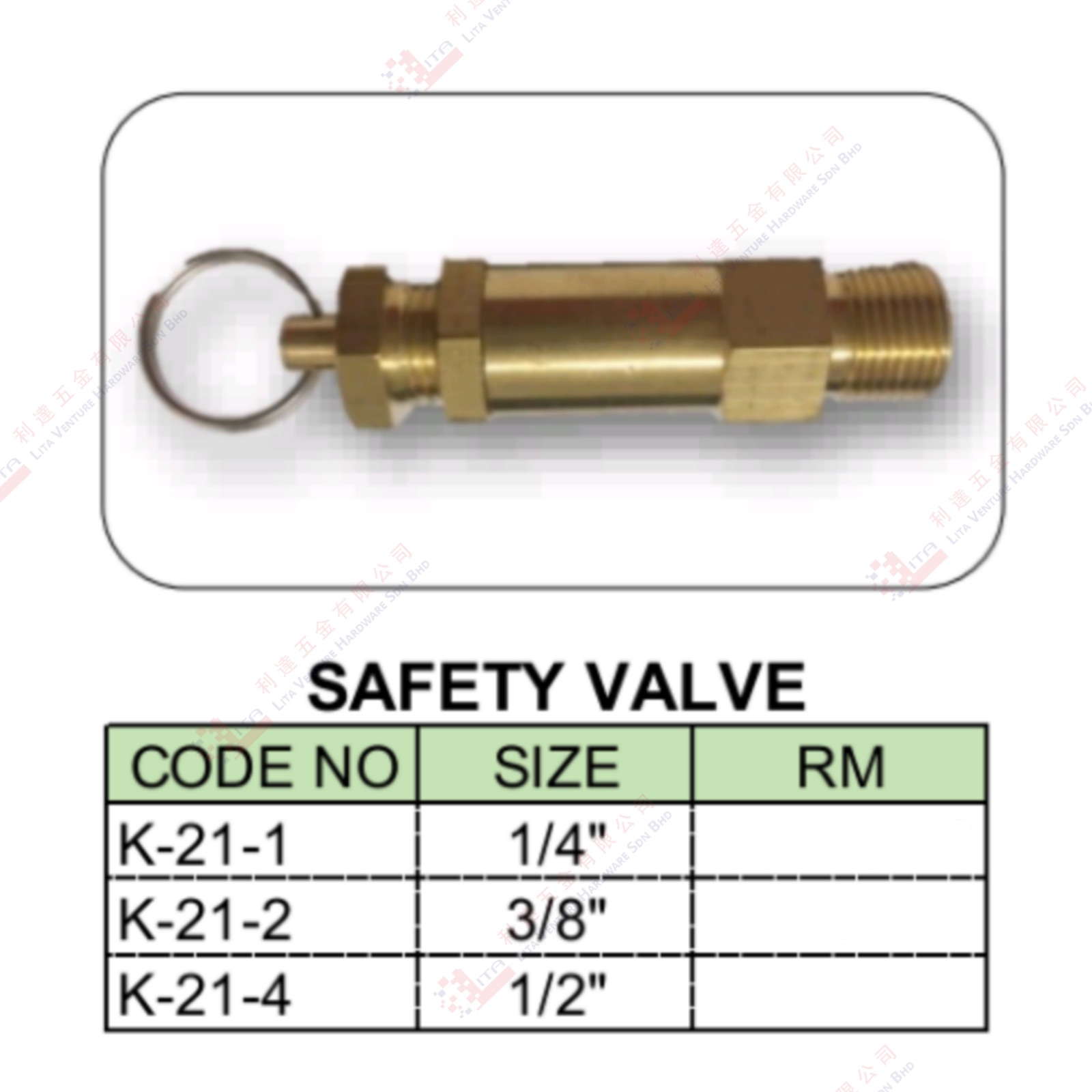 SAFETY VALVE - K211 K212 K214